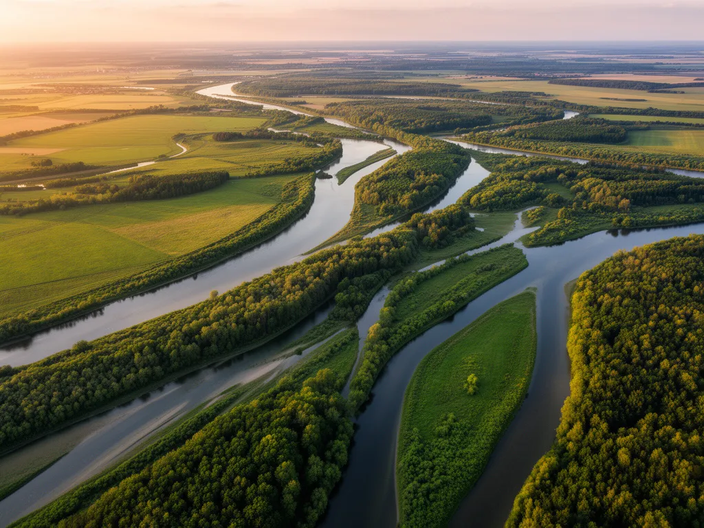 Mapa rzek Polski przedstawiająca rozgałęzioną sieć hydrograficzną z głównymi dorzeczami i ciekami wodnymi kraju
