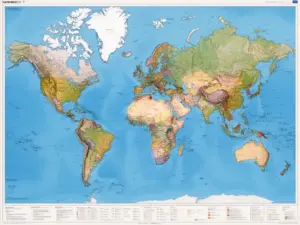 Szczegółowa mapa świata z zaznaczonymi kontynentami i granicami państw
