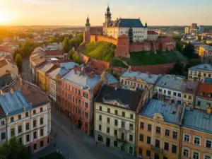 Widok na Stare Miasto w Lublinie z zamkiem - idealna lokalizacja na noclegi Lublin w centrum miasta