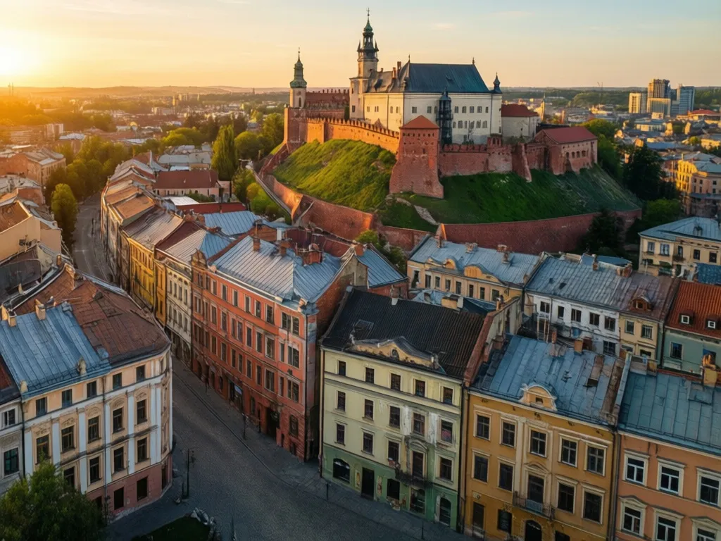 Widok na Stare Miasto w Lublinie z zamkiem - idealna lokalizacja na noclegi Lublin w centrum miasta