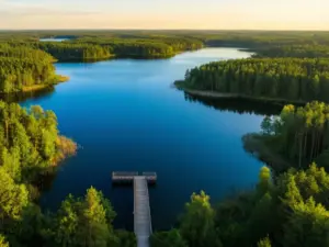 Malowniczy krajobraz Mazur z jeziorami i lasami – idealne miejsce na noclegi Mazury w otoczeniu natury