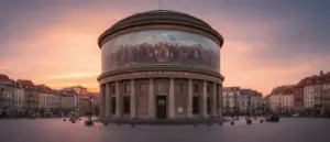 Budynek Panoramy Racławickiej we Wrocławiu gdzie można kupić bilety na zwiedzanie monumentalnego dzieła malarskiego