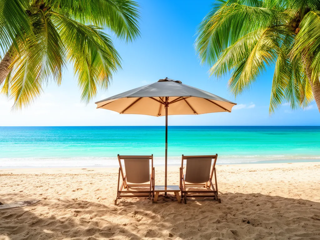 Dwa leżaki na plaży symbolizujące wspólny wypoczynek - partner na wakacje to klucz do udanego wyjazdu