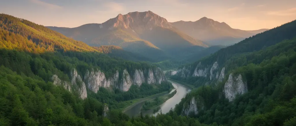 Malowniczy widok na Pieniny z przełomem Dunajca – idealne miejsce na noclegi w górach