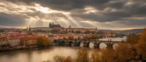 Panorama Pragi z Hradczanami i Mostem Karola - pogoda długoterminowa praga pozwala zaplanować idealny wyjazd do stolicy Czech
