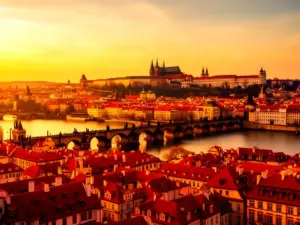 Panorama Pragi z Mostem Karola i zamkiem – idealne miejsce na praga noclegi w sercu miasta