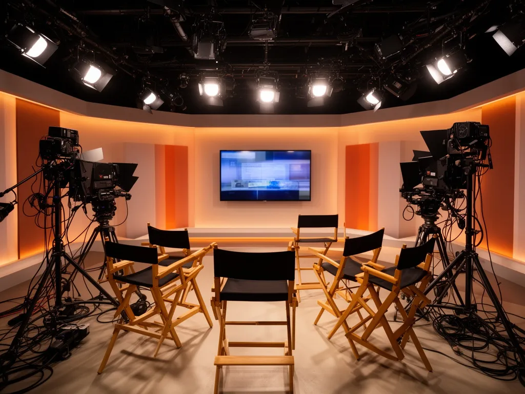 Profesjonalne studio telewizyjne nawiązujące do produkcji serialu Przyjaciółki: obsada aktorska występowała w takich wnętrzach