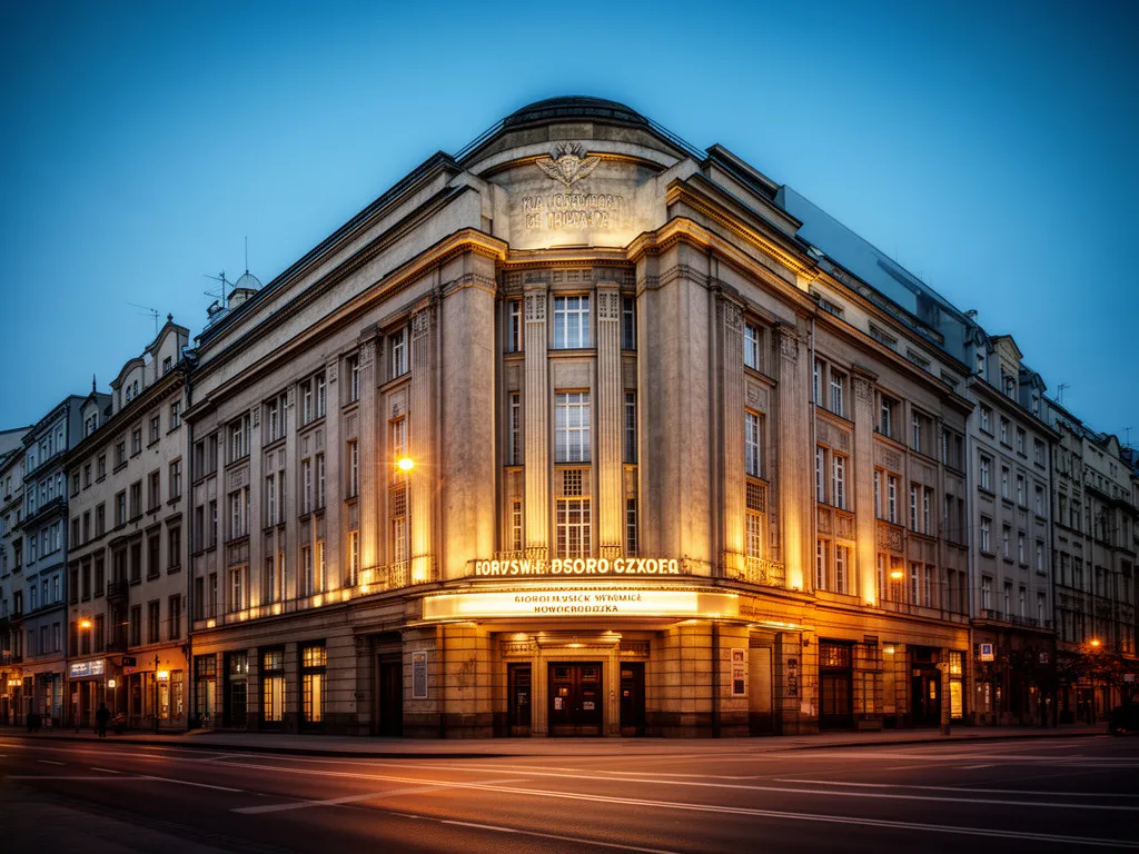 Teatr Muzyczny Roma Warszawa - widok na fasadę budynku przy ulicy Nowogrodzkiej w centrum stolicy