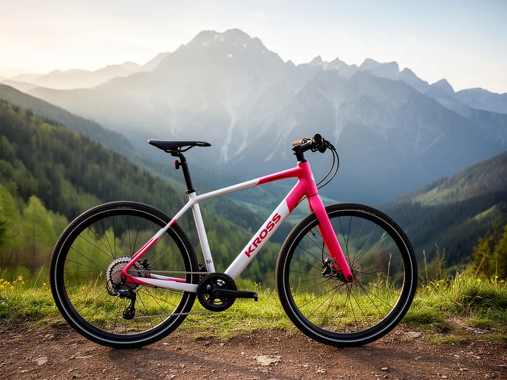 Rower damski Kross na górskim szlaku turystycznym z widokiem na Tatry – idealny do aktywnego wypoczynku