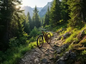 Górska ścieżka rowerowa idealna dla rowery damskie górskie - naturalna trasa MTB w lesie