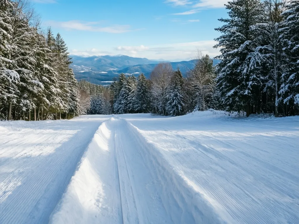 Zaśnieżone stoki idealne do jazdy na sankach dla dzieci z widokiem na góry i las sosnowy