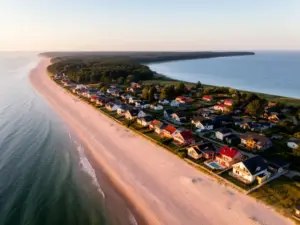 Widok na Sarbinowo z lotu ptaka – miejscowość nadmorska oferująca sarbinowo noclegi blisko plaży nad Bałtykiem