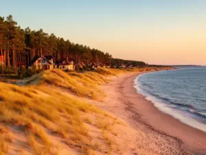Widok na plażę i wydmy w Sianożętach - idealne miejsce na noclegi nad Bałtykiem w spokojnej okolicy