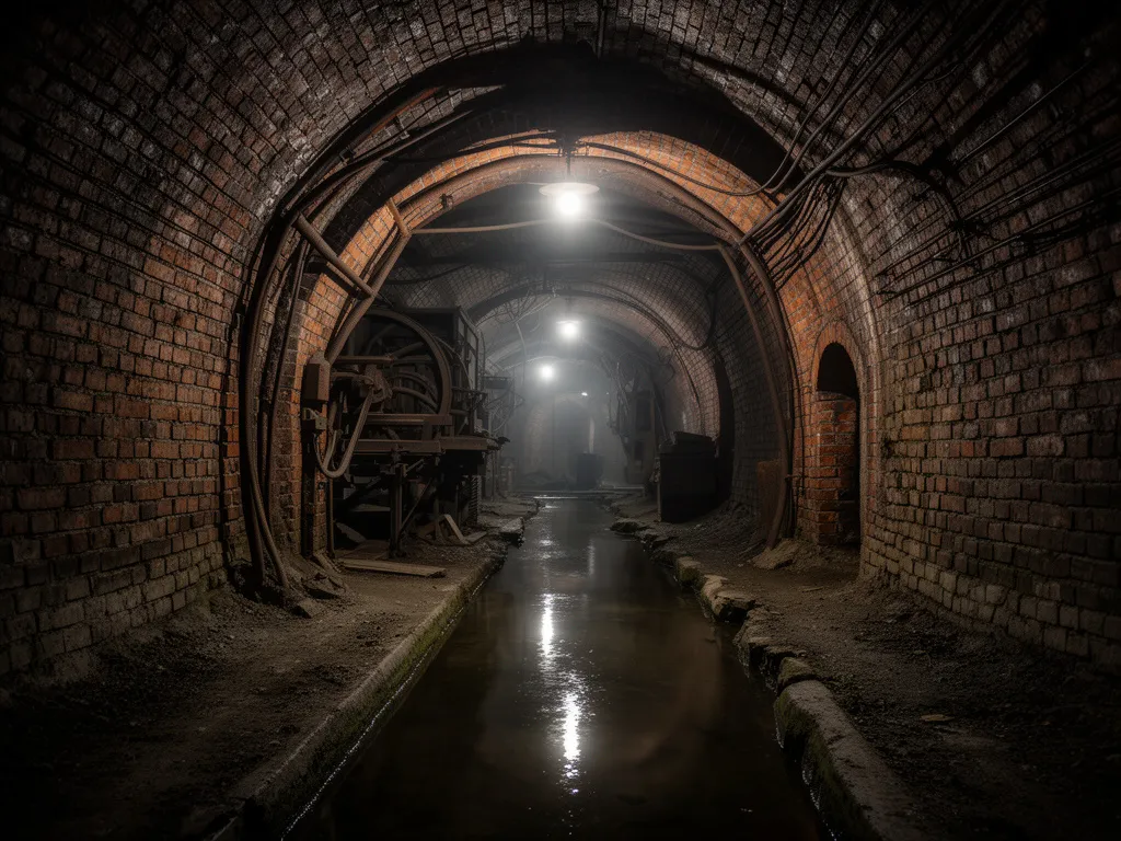 Sztolnia Czarnego Pstrąga szyb Sylwester - wejście do podziemnej trasy turystycznej w Tarnowskich Górach z historyczną infrastrukturą górniczą