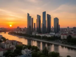 Panorama Warszawy z Wisłą - lokalizacja gdzie znajdziesz tanie hotele warszawa w centrum i na obrzeżach miasta