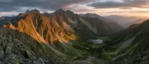 Tatry Wysokie - panorama górskich szczytów z charakterystycznymi skalnymi formacjami i alpejskimi łąkami