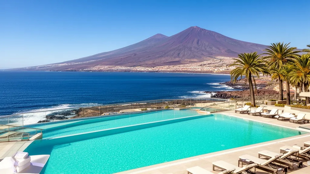 Luksusowy basen hotelowy z widokiem na ocean - idealne miejsce na wakacje teneryfa all inclusive