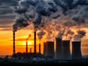 Emisja dwutlenku węgla z kominów przemysłowych - wizualizacja problemu tlenek węgla 4 w atmosferze