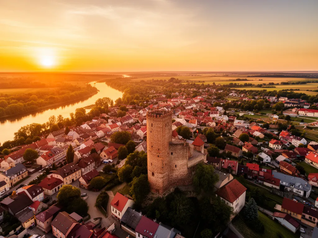 Zamek w Uniejowie nad rzeką Wartą - popularne miejsce przy wyborze noclegów w Uniejowie