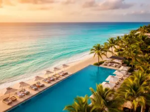 Luksusowy hotel nad morzem idealny na wakacje 2026 all inclusive z basenem i palmami