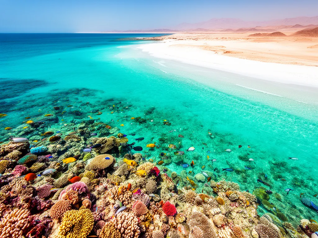 Rafa koralowa i turkusowe wody Morza Czerwonego idealne na wakacje Marsa Alam last minute dla nurków i plażowiczów