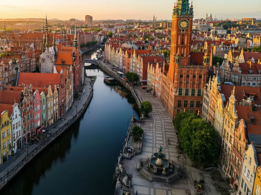 Widok na Stare Miasto w Gdańsku nad Motławą - wakacje pl gdansk oferuje wyjazdy z tego malowniczego miasta