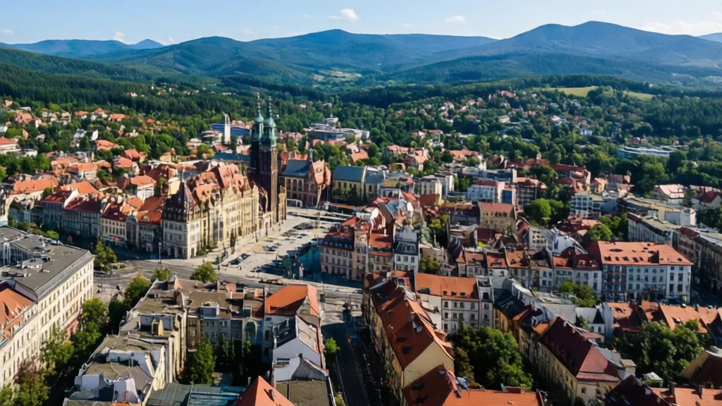 Panorama Wałbrzycha z widokiem na góry - idealne miejsce na wakacje pl wałbrzych z dostępem do biura turystycznego