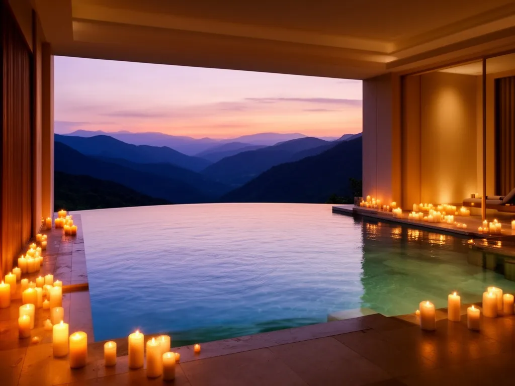 Luksusowy basen w strefie spa z widokiem na góry – idealne miejsce na weekend spa dla dwojga