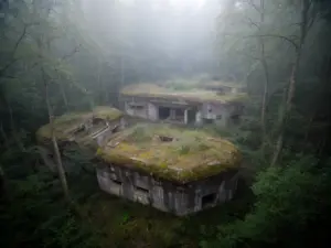 Ruiny bunkrów w Wilczym Szańcu - wilczy szaniec czy można z psem zwiedzać kompleks historyczny otoczony lasem