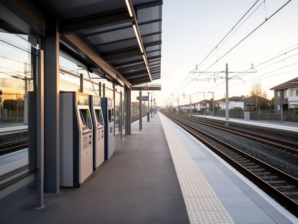 Nowoczesny peron stacji WKD z automatami biletowymi - wkd bilety dostępne w sprzedaży automatycznej