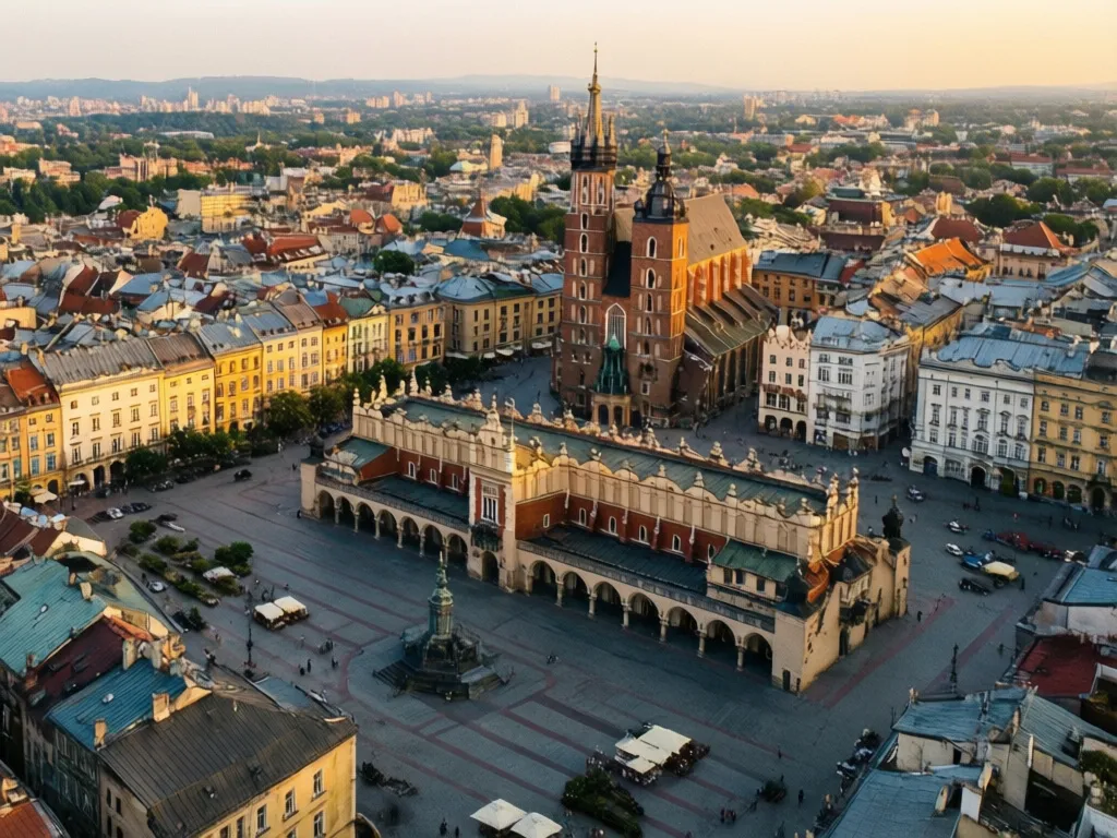 Rynek Główny w Krakowie z kamienicami - popularna lokalizacja pod wynajem mieszkania Kraków dla turystów i mieszkańców
