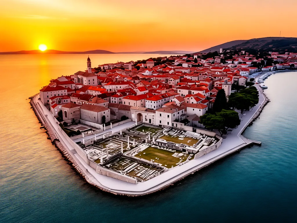 Widok na Stare Miasto w Zadarze od strony morza – popularna lokalizacja na zadar noclegi blisko zabytków i plaż