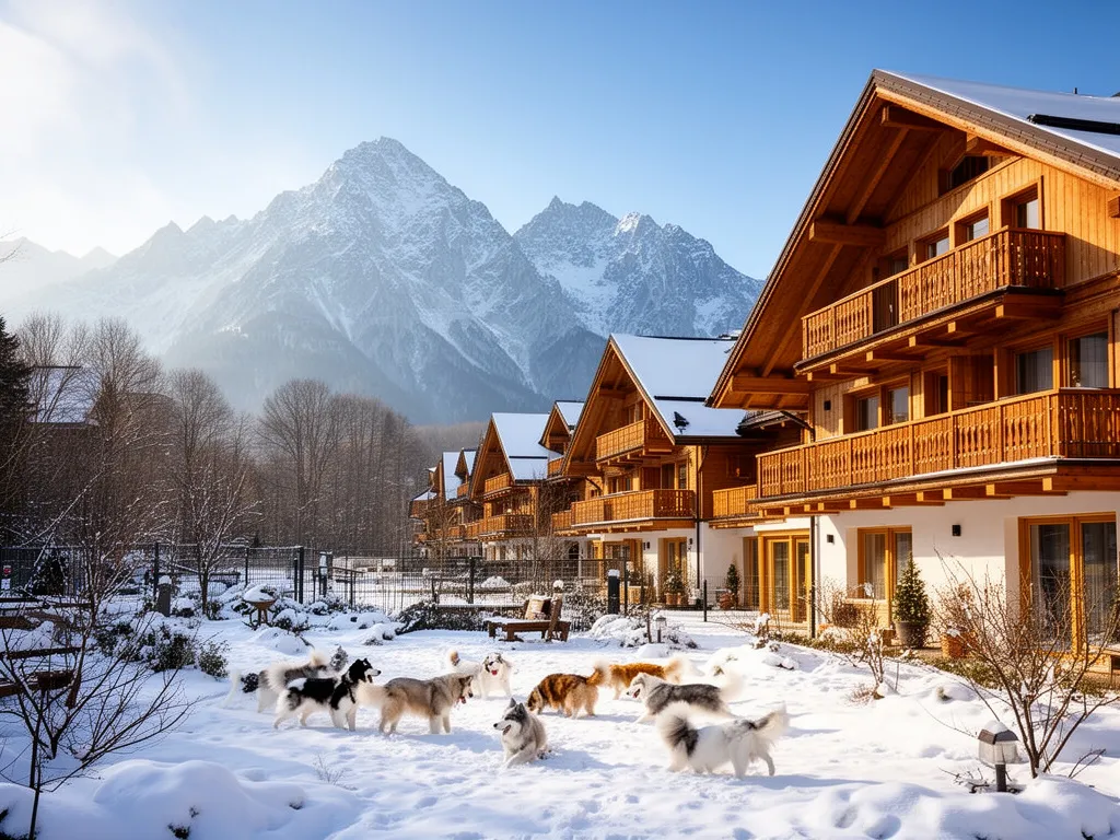 Zakopane noclegi z psem - pensjonat w Tatrach z ogrodem dla zwierząt na tle górskich szczytów