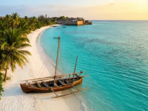 Rajska plaża na Zanzibarze z turkusowym oceanem - zanzibar wakacje last minute to szansa na egzotyczny wypoczynek w świetnej cenie