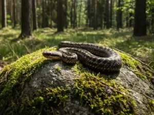 Żmija zygzakowata w naturalnym środowisku leśnym – jedyny jadowity wąż żmija w Polsce